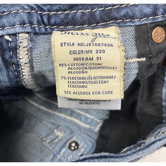 Miss Me Jeans 27x30 Signature Skinny Blue Denim Embellished Flap Pocket Aztec - Picture 6 of 11